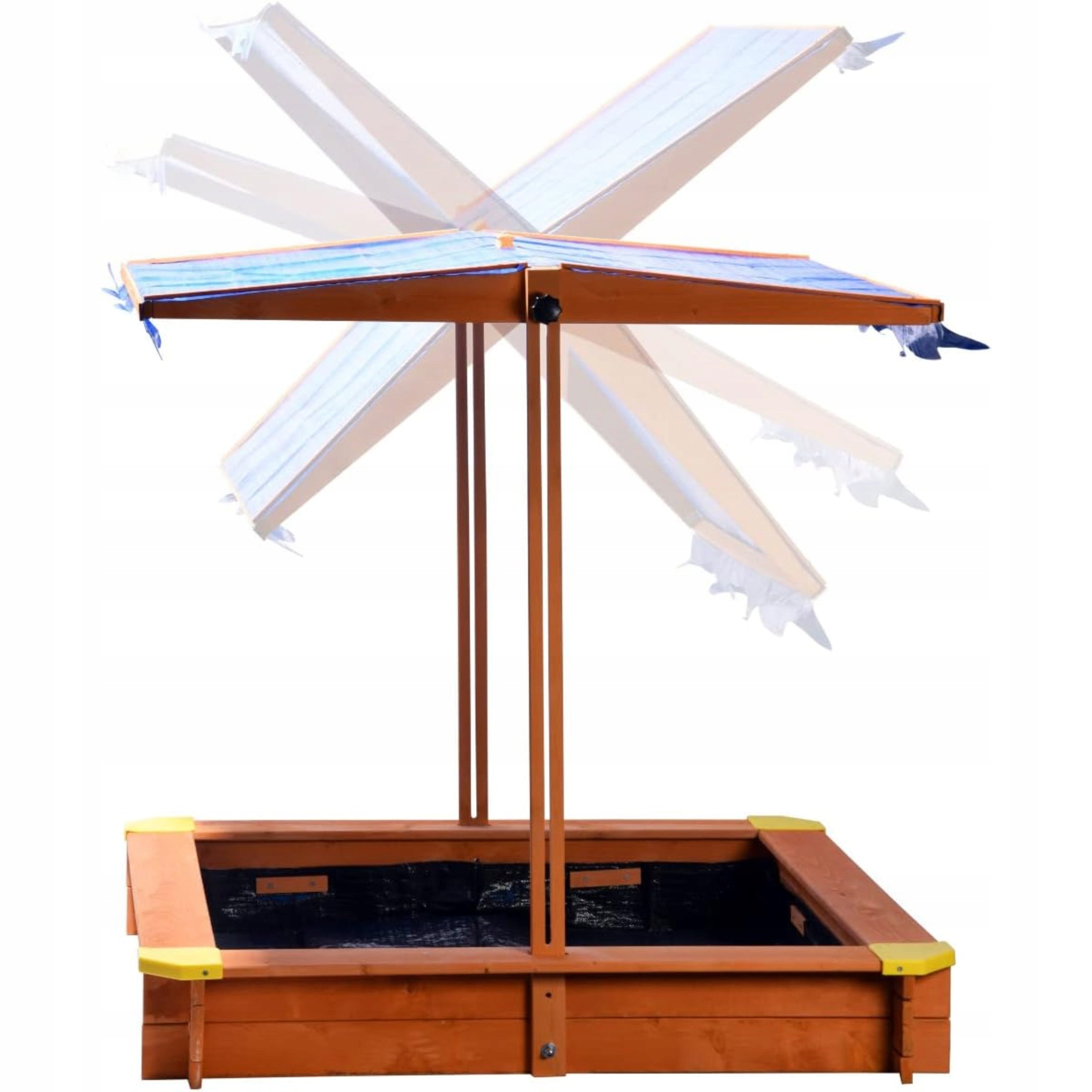 WOODEN SANDBOX 117X117 CM + 14 SAND TOYS SET Product height 117 cm