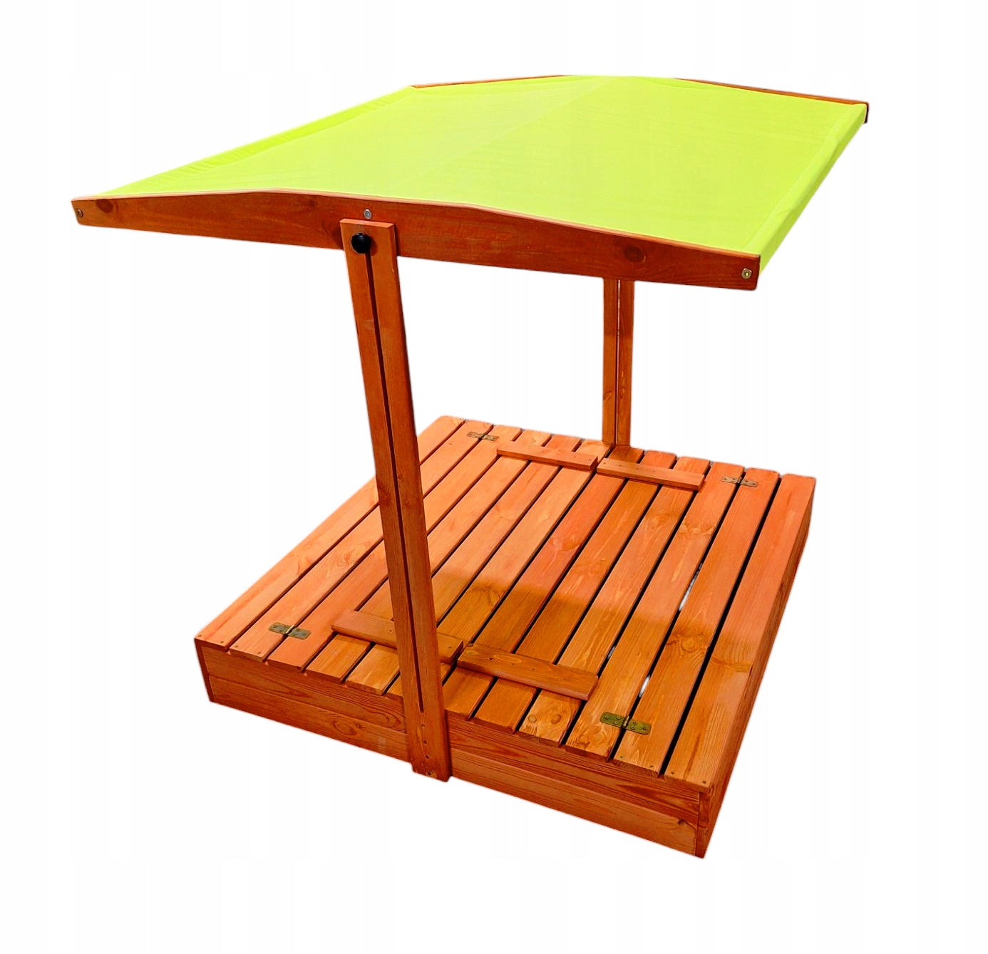 WOODEN SANDBOX CLOSED WITH BENCH AND CANOPY ADJUSTABLE 120X120 CM Packaging status original