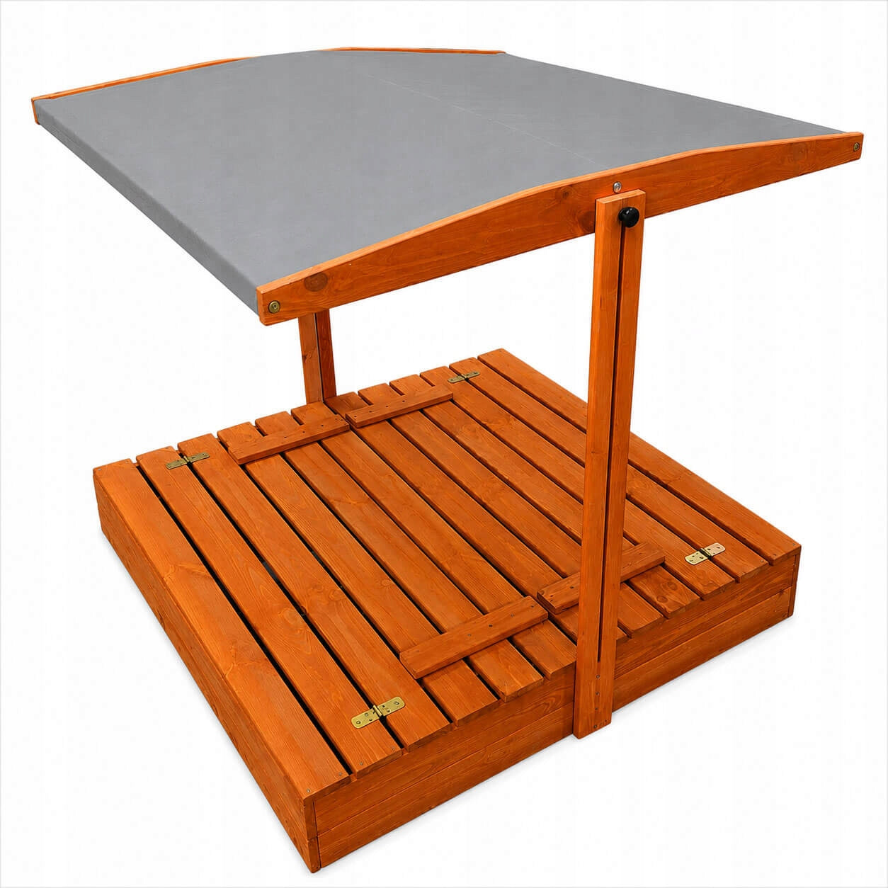 WOODEN SANDBOX CLOSED WITH CANOPY BENCH IMPREGNATED 120X120 CM Packaging status original