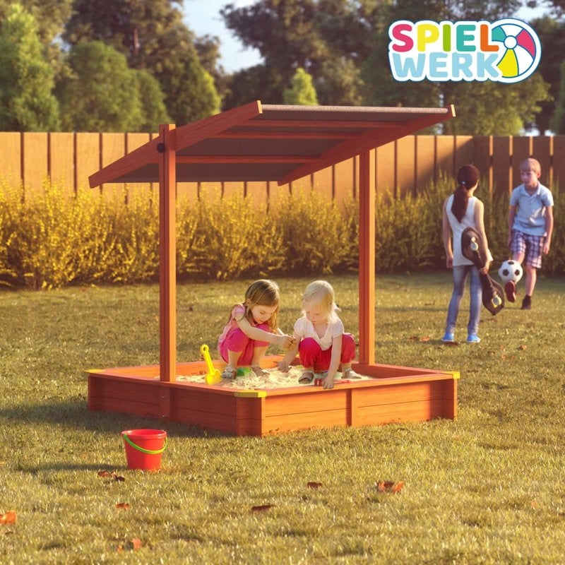 WOODEN SANDBOX FOR CHILDREN WITH VISOR 120 cm Packaging status original