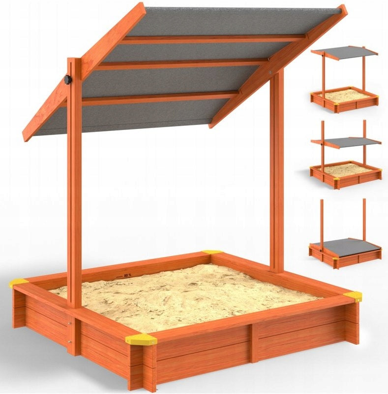 WOODEN SANDBOX FOR CHILDREN WITH VISOR 120 cm