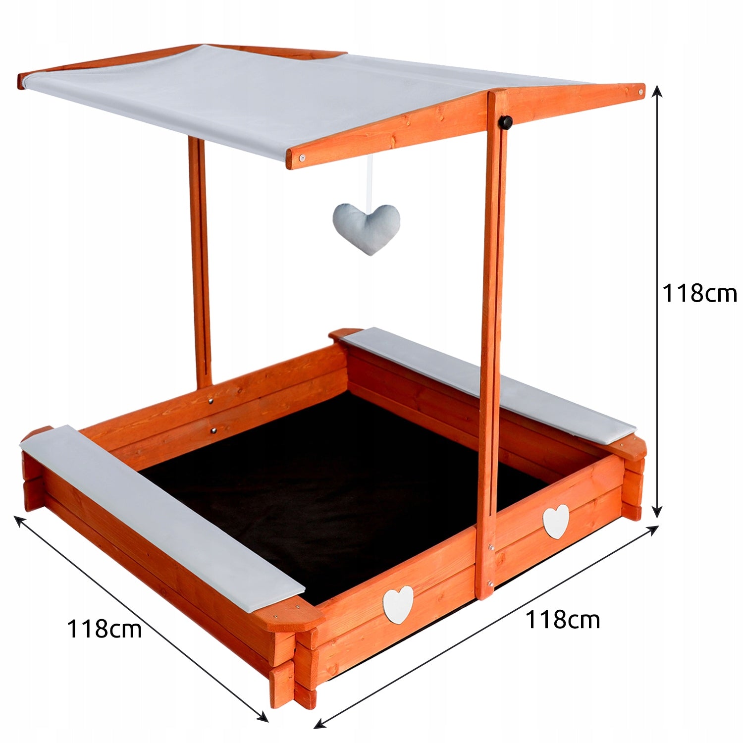 WOODEN SANDBOX WITH CANOPY CLOSED 120CM FOR A CHILD Brand Iso Trade