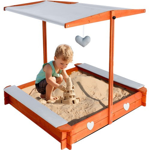 WOODEN SANDBOX WITH CANOPY CLOSED 120CM FOR A CHILD