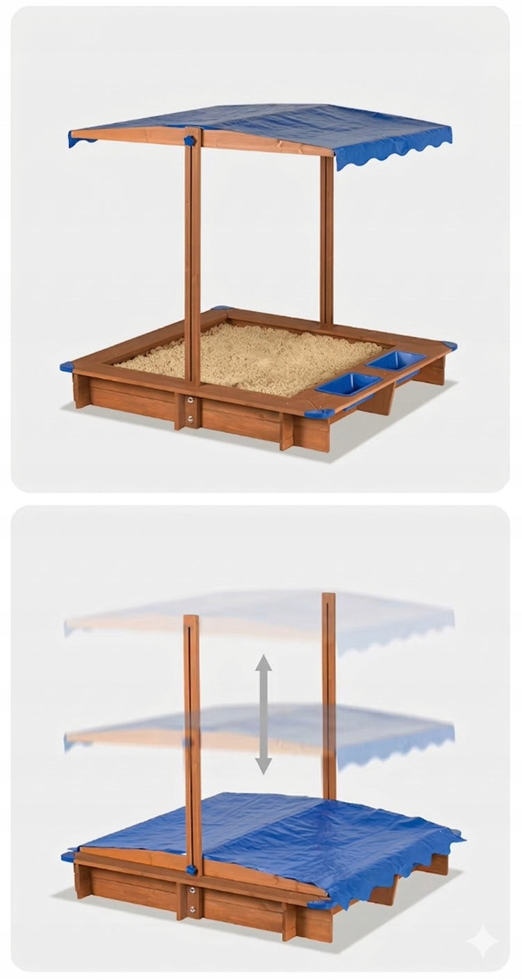 WOODEN SANDBOX WITH GARDEN CANOPY 06700 ADJUSTABLE CANOPY Brand no brand