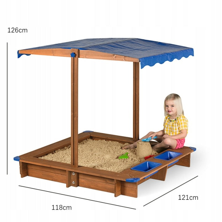 WOODEN SANDBOX WITH GARDEN CANOPY 06700 ADJUSTABLE CANOPY Kid's age 3+ years