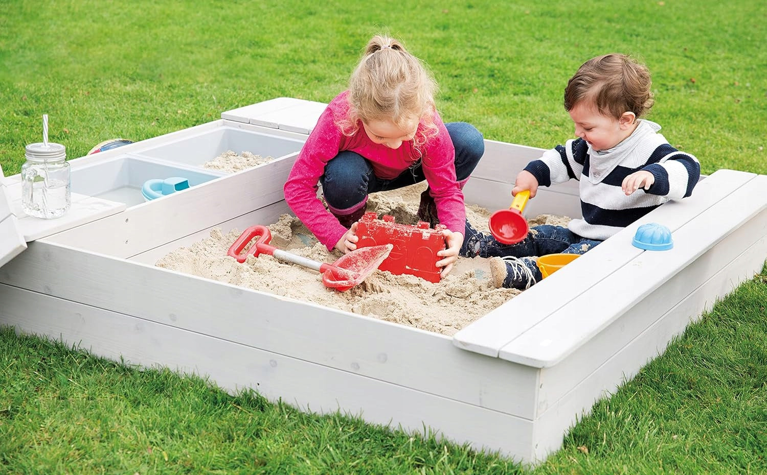 WOODEN SANDBOX WITH GARDEN POOLS 2IN1 120 x 125 x 17,5 cm ROBA Brand no brand