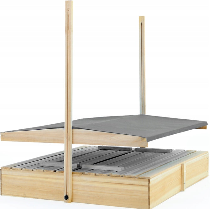 WOODEN SANDBOX WITH ROOF BENCHES 120x120x120cm Brand Spielwerk