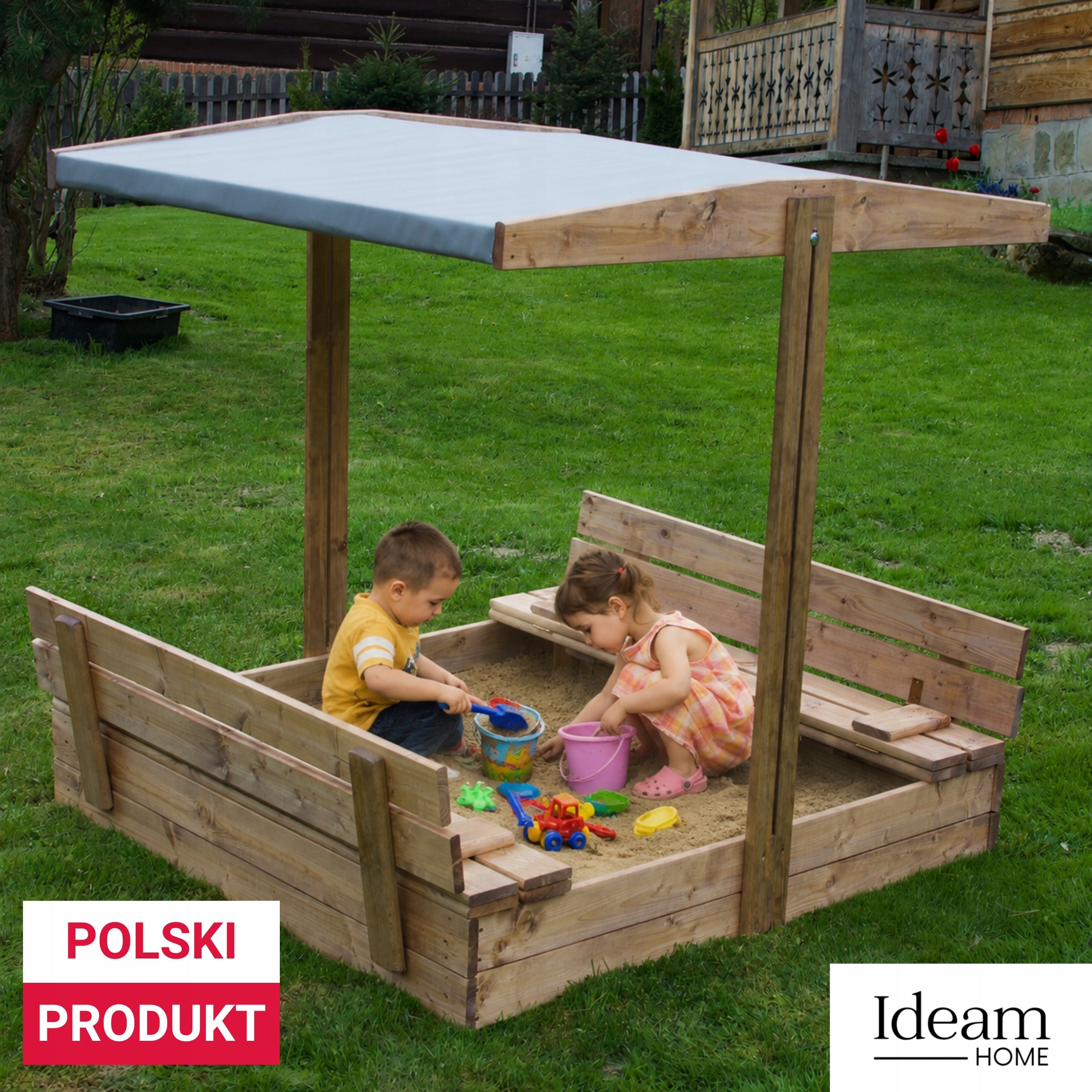 WOODEN SANDBOX impregnated solid closed with a visor 120CM Packaging status original