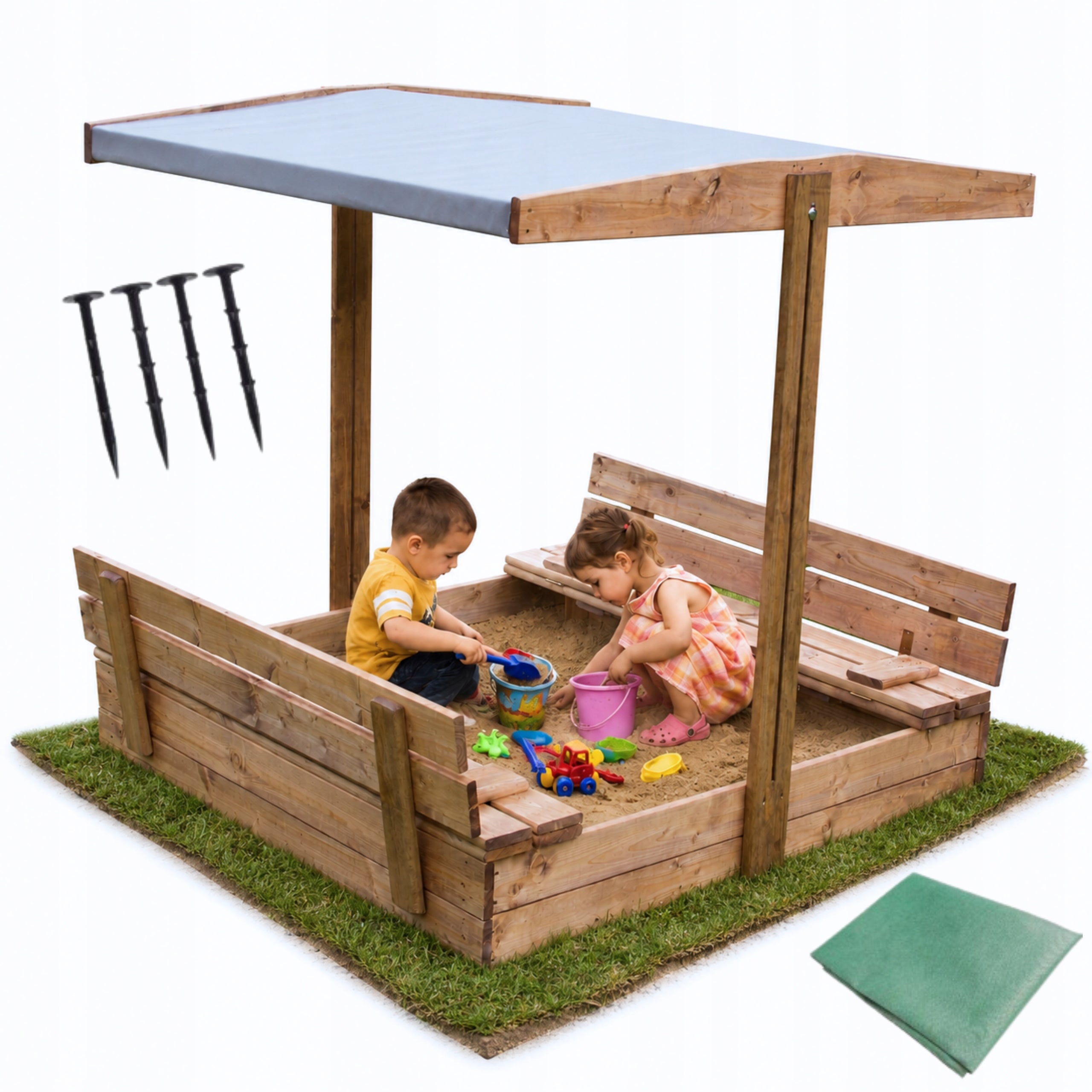 WOODEN SANDBOX impregnated solid closed with a visor 120CM