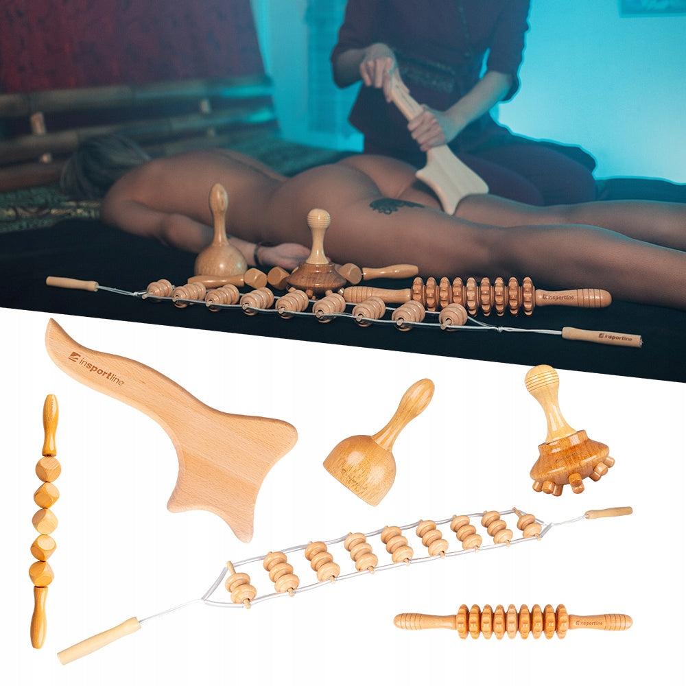 WOODEN SET FOR FULL BODY MASSAGE ACUPRESSURE Color brown
