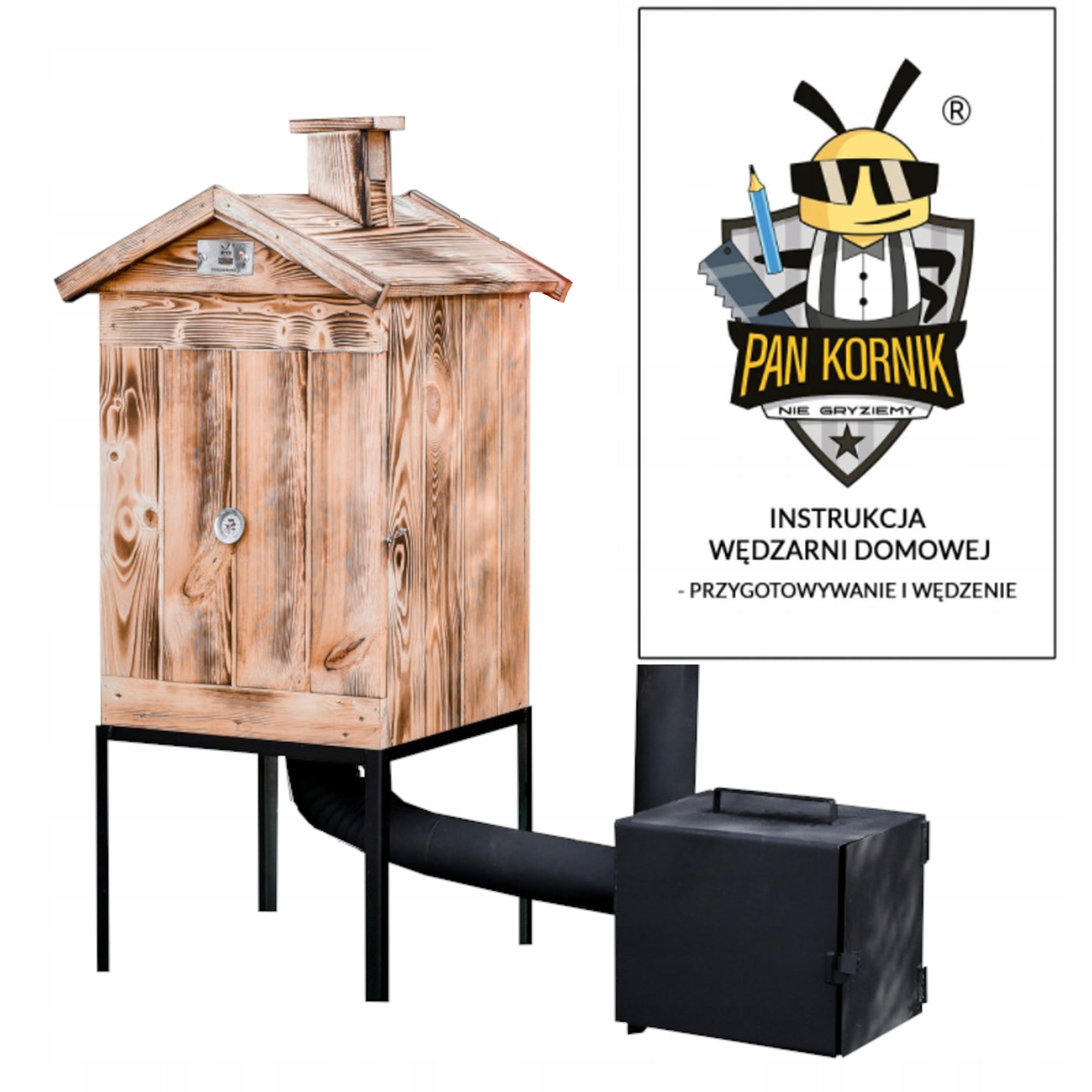 WOODEN SMOKEHOUSE HIGH 70 CM – READY SET WITH FREE FIREPLACE 4XL