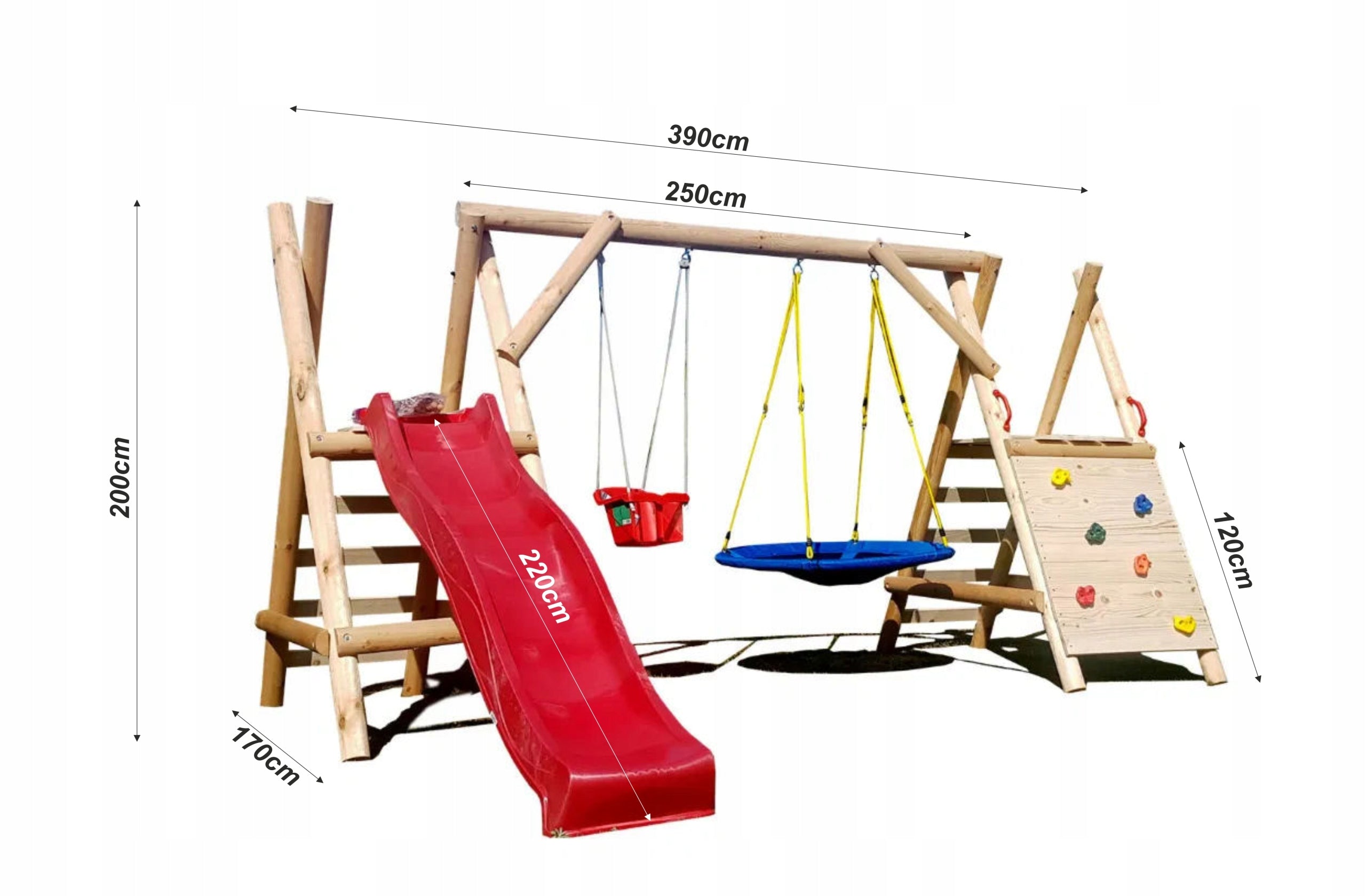 WOODEN SQUARE TOYS FOR GARDEN CHEERFUL SQUARE SLIDE 2SWINGS IMPREGNATED Dominant material wood