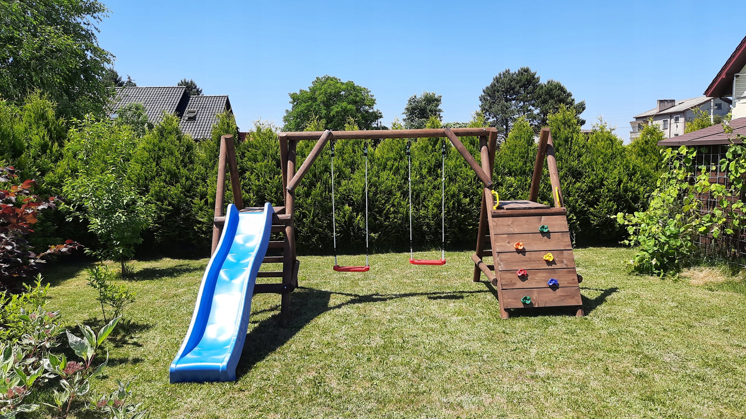WOODEN SQUARE TOYS FOR GARDEN CHEERFUL SQUARE SLIDE 2SWINGS IMPREGNATED Manufacturer code OLA03KPL2