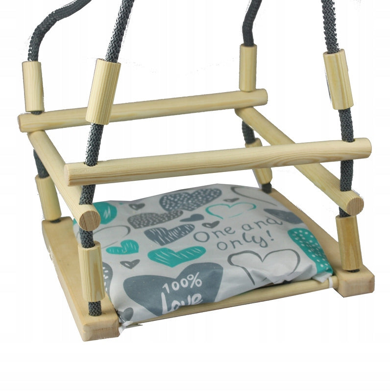 WOODEN SWING WITH PILLOW SPINNING TOP / 5 Brand Tupiko