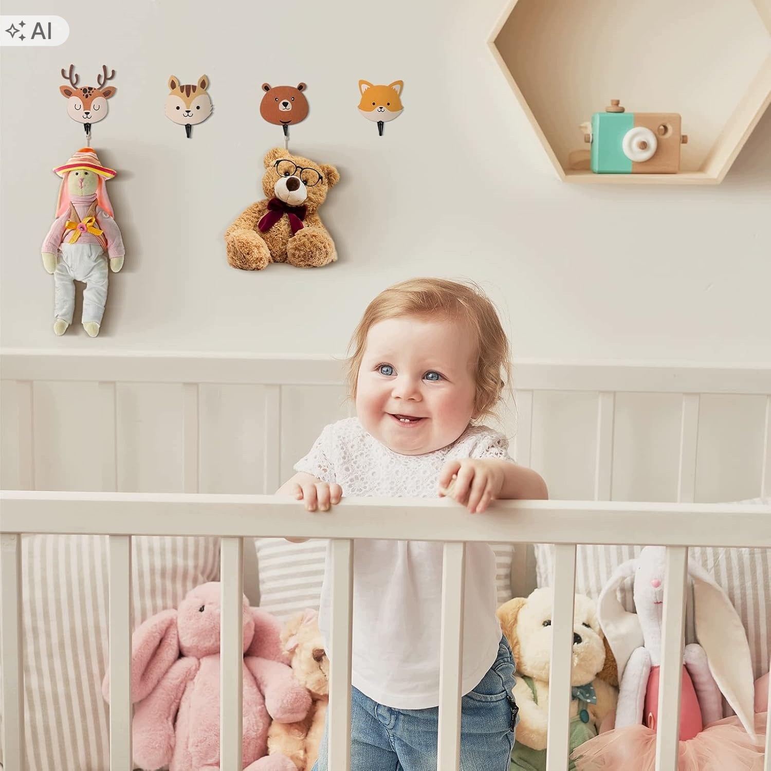 WOODEN WALL HOOKS FOR CHILDREN 4 PCS ANIMALS SET Brand no brand