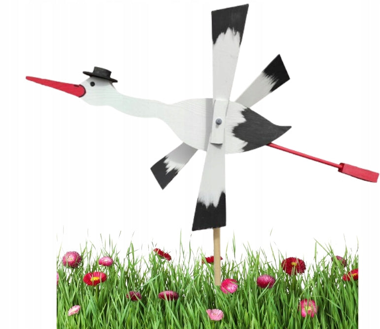 WOODEN WINDMILL for garden GARDEN REPELLENT 70 CM STORK