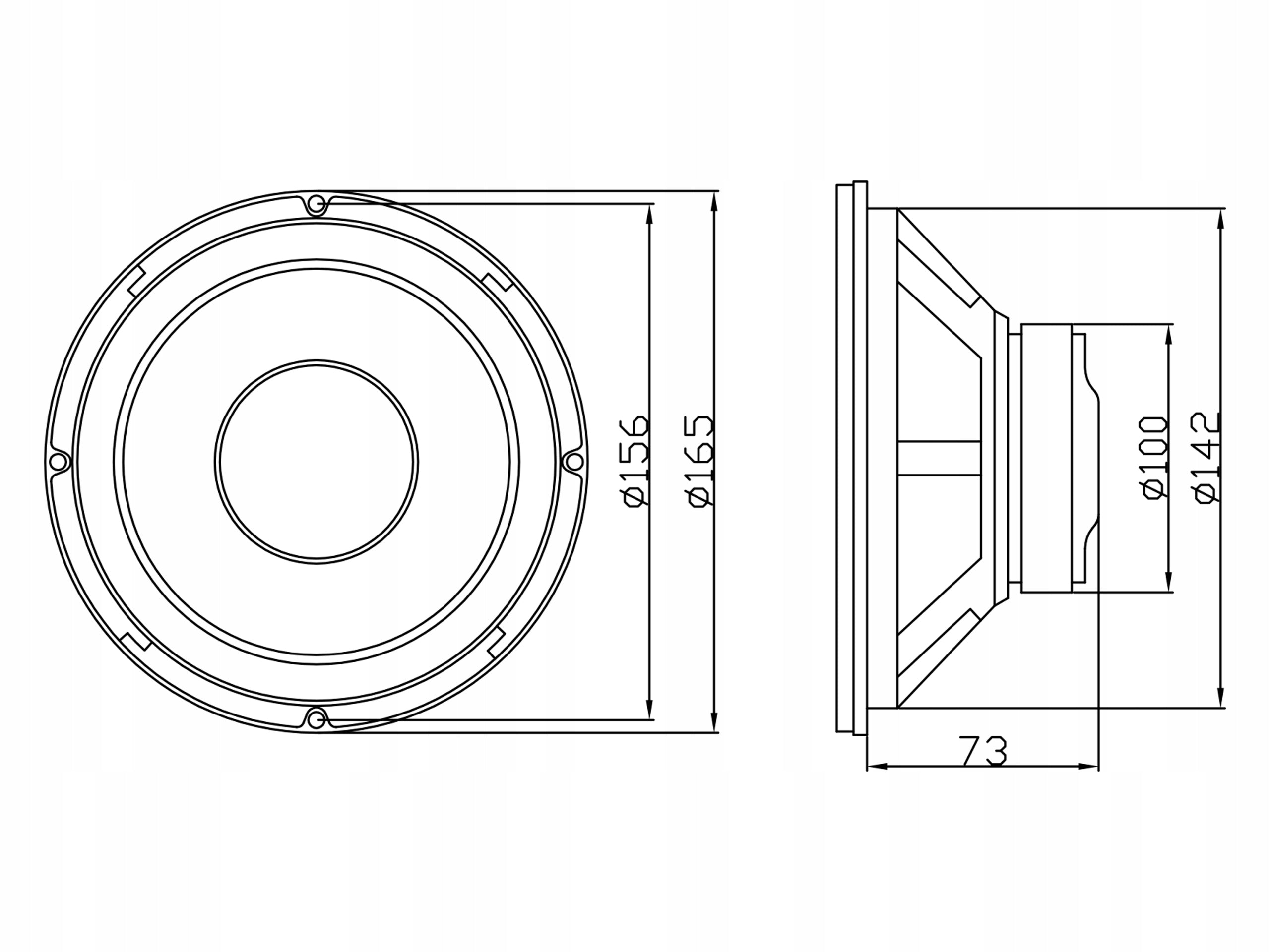 WOOFER BASS SPEAKER 200W 165mm WOOFER SINGLE WAY GDN16 8 OHM 6,5'' Manufacturer code 30-531#