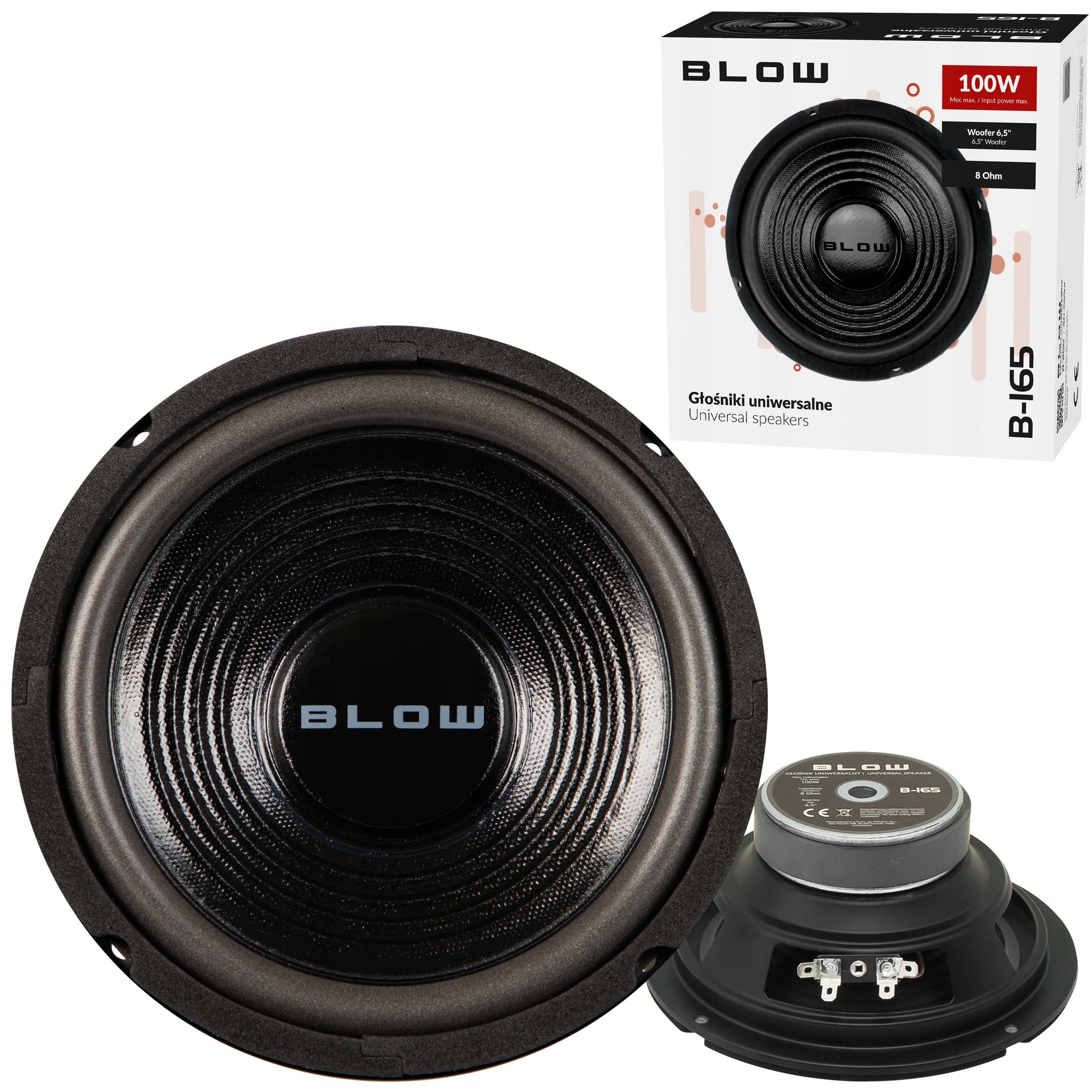 WOOFER BASS SPEAKER B-165 100W BLACK 165MM 16,5CM 8OHM 6,5''