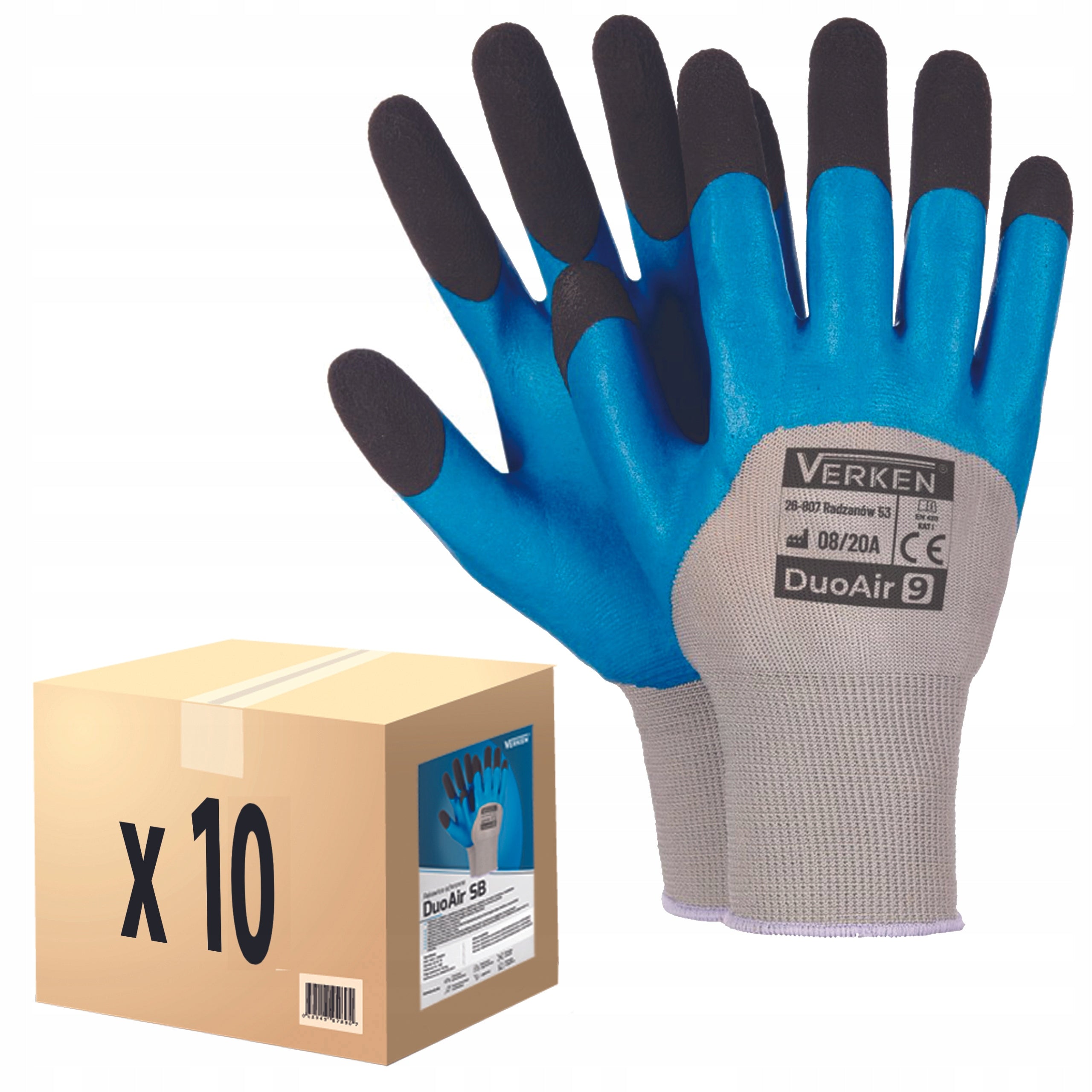 WORK GLOVES THICK FOAM LATEX duoair gloves STRONG r 8 M 10 pairs