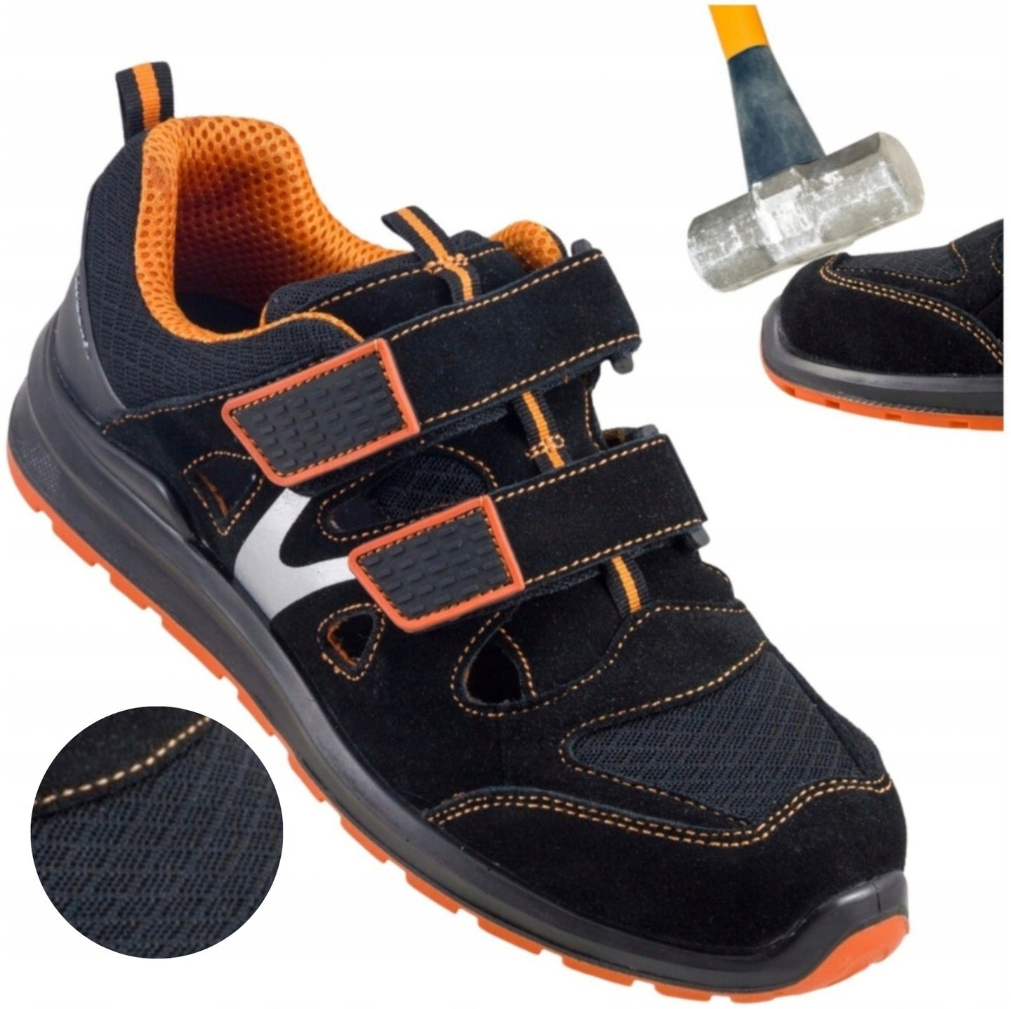 WORK SANDALS Men's Summer Shoes S1 Leather Breathable with Health and Safety Toe