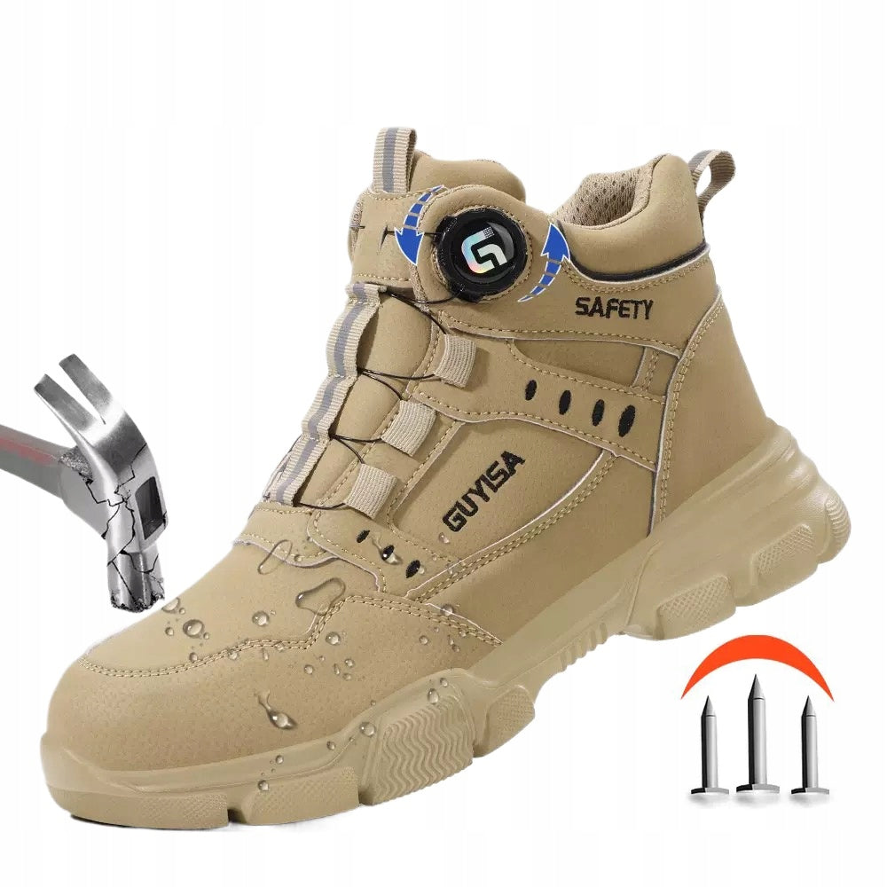 WORK SHOES S3 BEIGE LIGHT SPORTS WITH STEEL TOE R.44