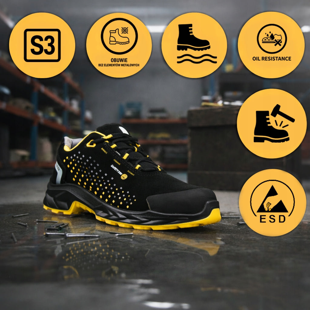 WORK SHOES S3 MEN'S SAFETY SPORTS SHOES LIGHT COMFORTABLE WITH TOE Packaging status original