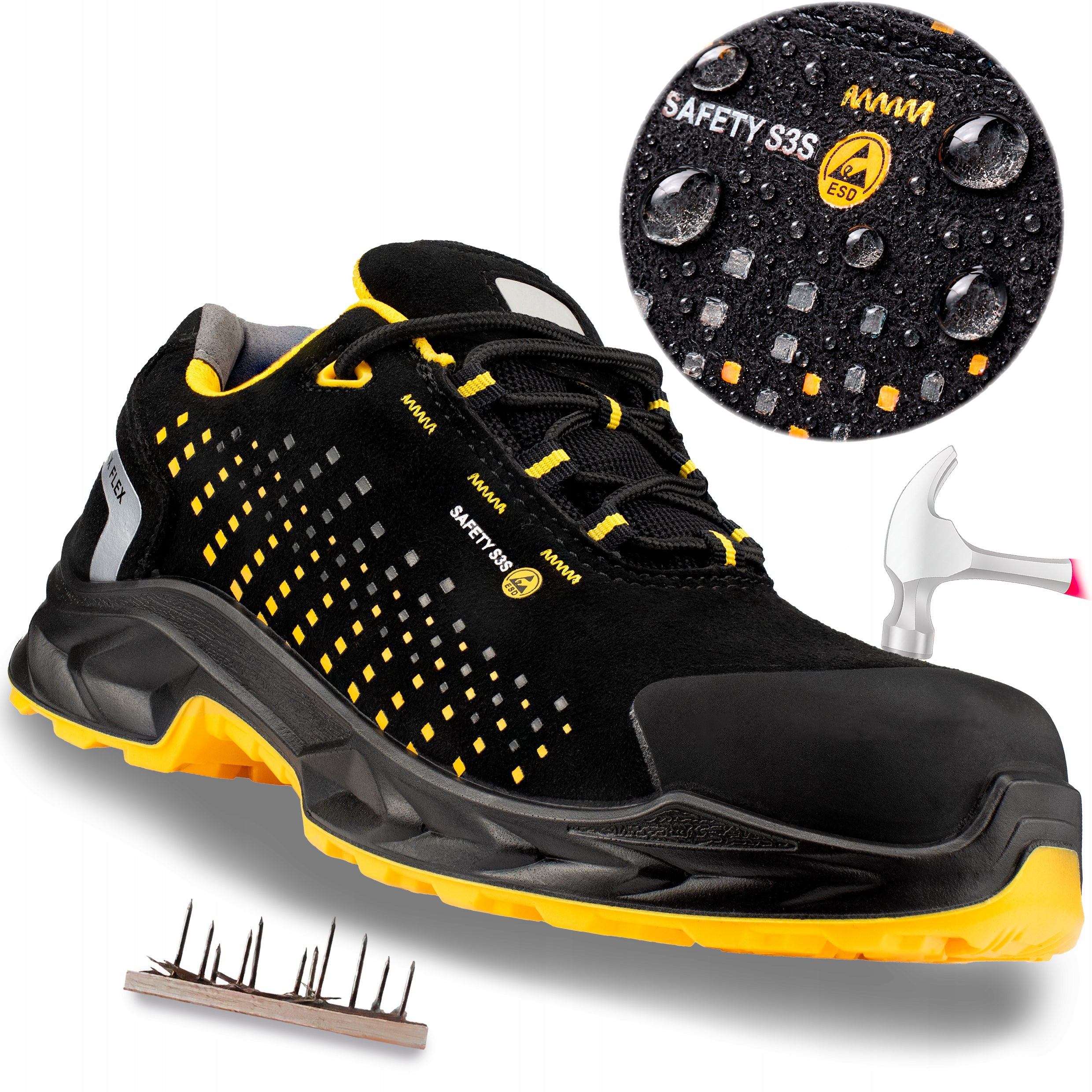 WORK SHOES S3 MEN'S SAFETY SPORTS SHOES LIGHT COMFORTABLE WITH TOE