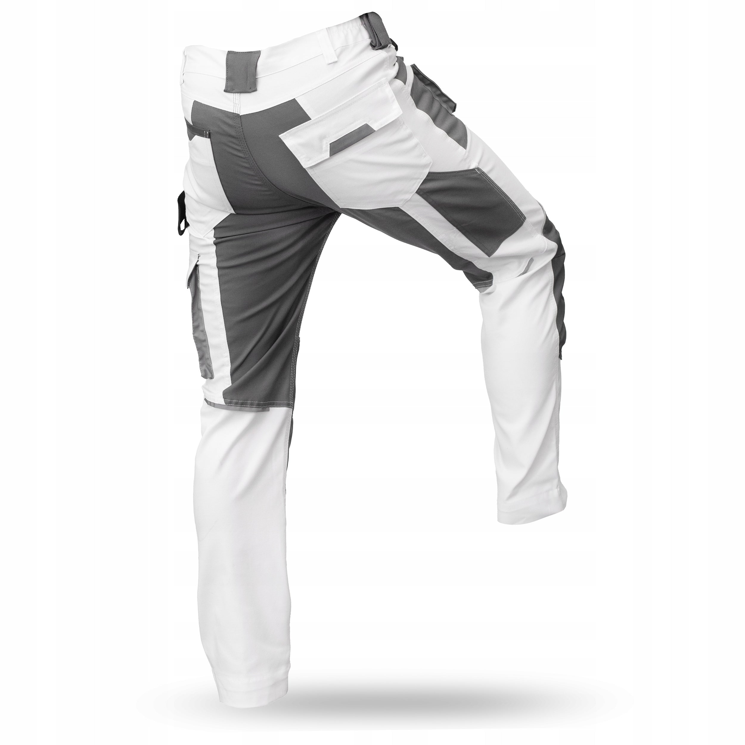 WORK TROUSERS MEN'S ELASTIC TROUSERS REINFORCED TO THE WAIST WHITE STRETCH Season spring/fall