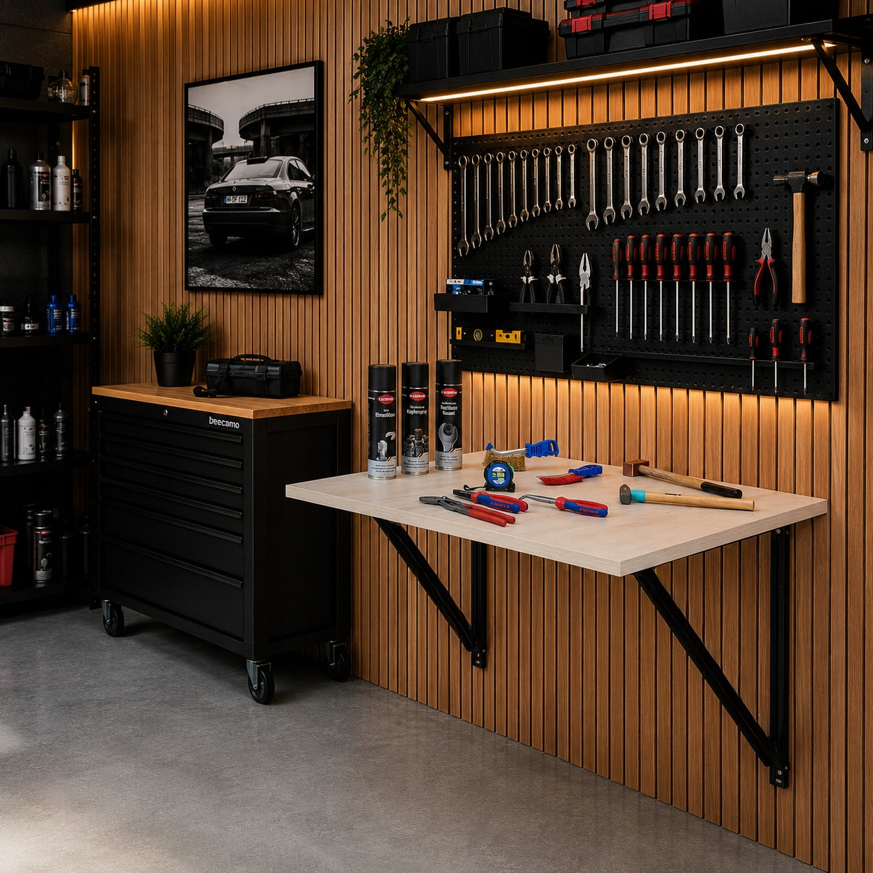 WORKBENCH FOLDING WORK TABLE GARAGE WALL MOUNTED 111x60 cm FARYS Manufacturer code FR4019