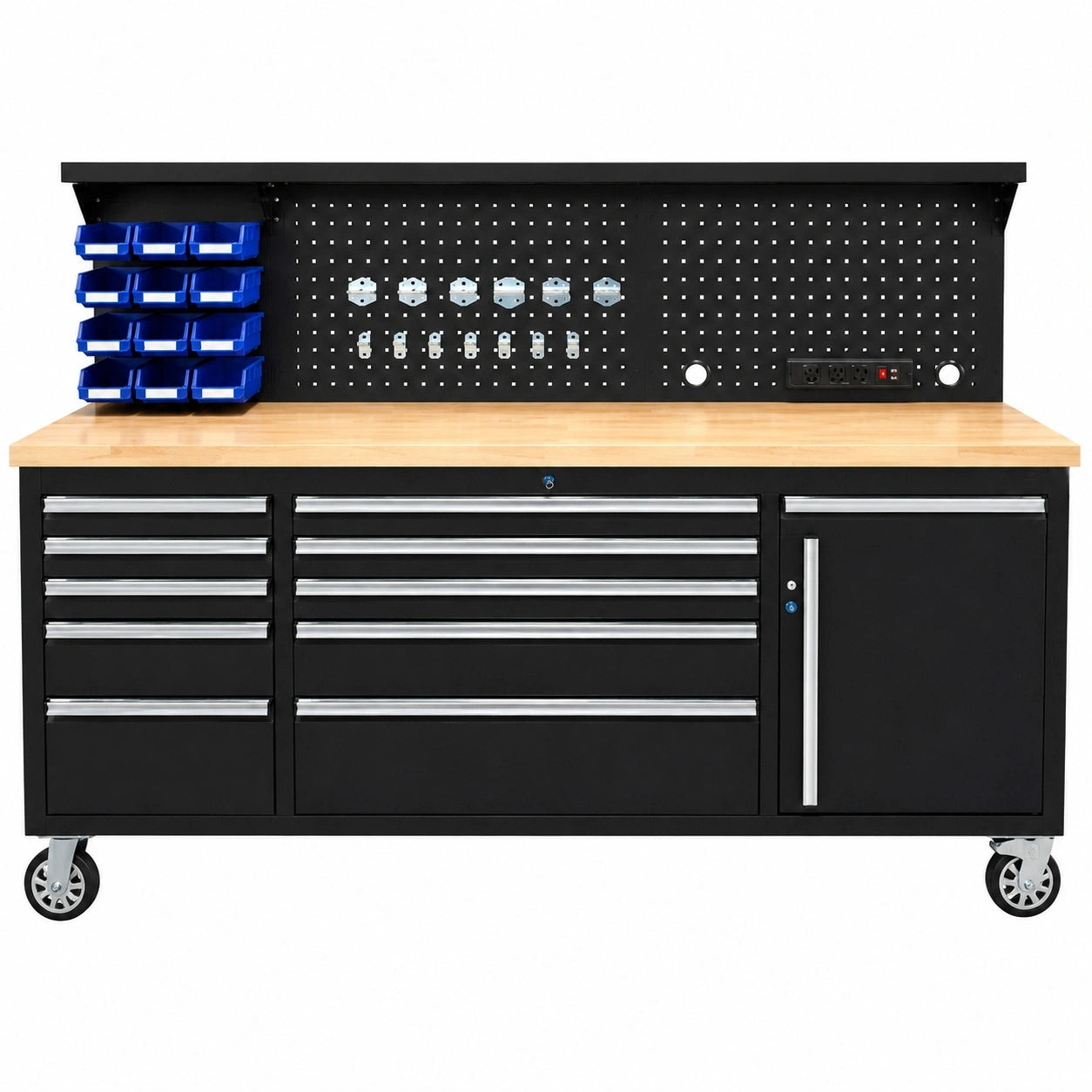 WORKBENCH TOOL TROLLEY LITTER BOX CABINET 215cm XXL LED STRIP 230V Brand Luxtom