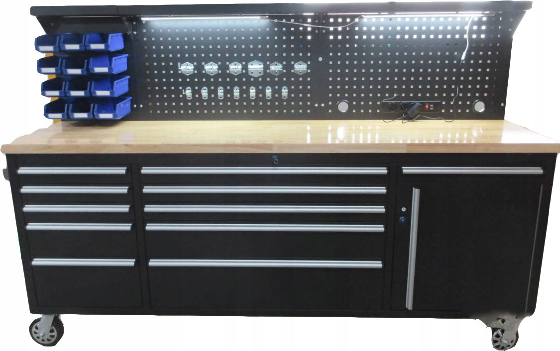 WORKBENCH TOOL TROLLEY LITTER BOX CABINET 215cm XXL LED STRIP 230V Customs tariff code 94036010