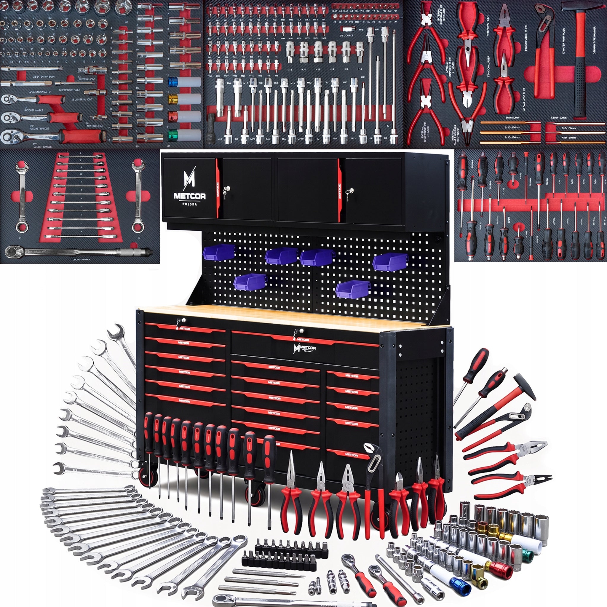 WORKBENCH TROLLEY TOOL CABINET TOOL BOARD SET METCOR