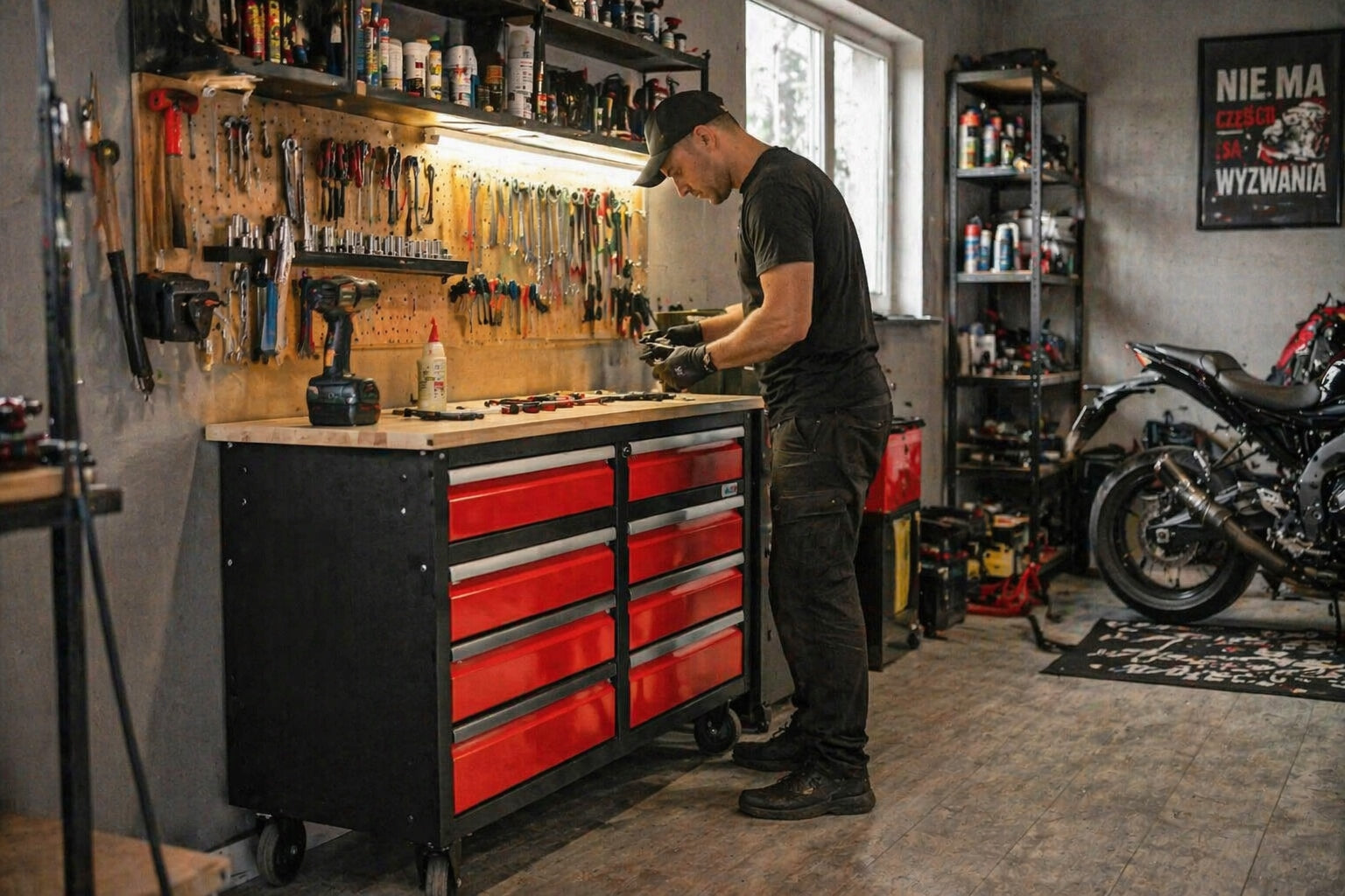 WORKBENCH WITH 8 DRAWERS | WOODEN TOOL CABINET TOP FARYS Product weight with unit packaging 75 kg