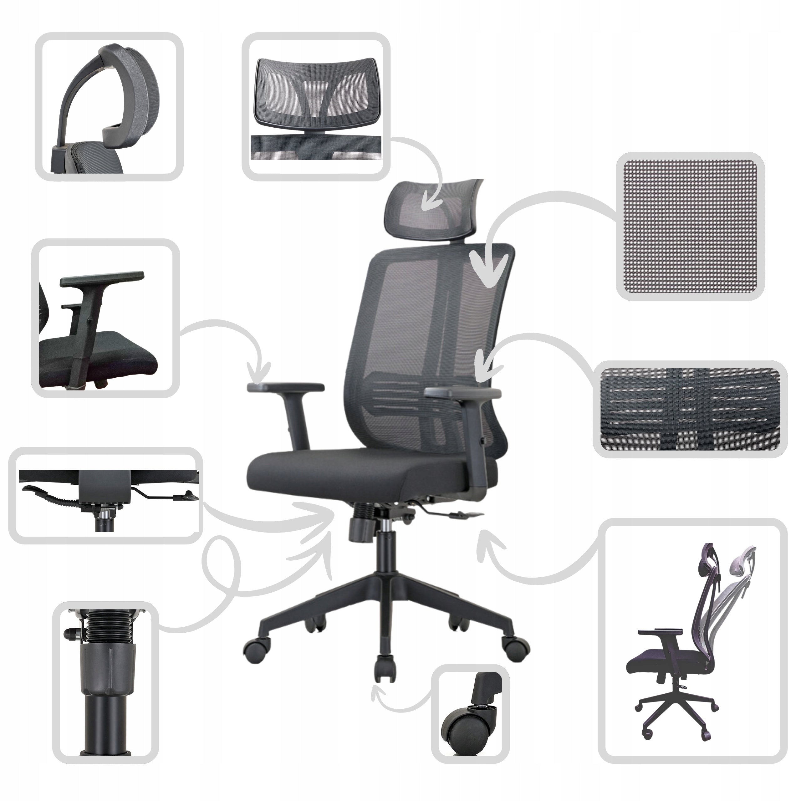 WORKREST ergonomic office swivel chair adjustable tilt black K25 Packaging status original
