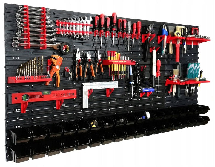 WORKSHOP BOARD TOOL WALL BLACK CUVETTES 231,6x78cm Product height 78 cm
