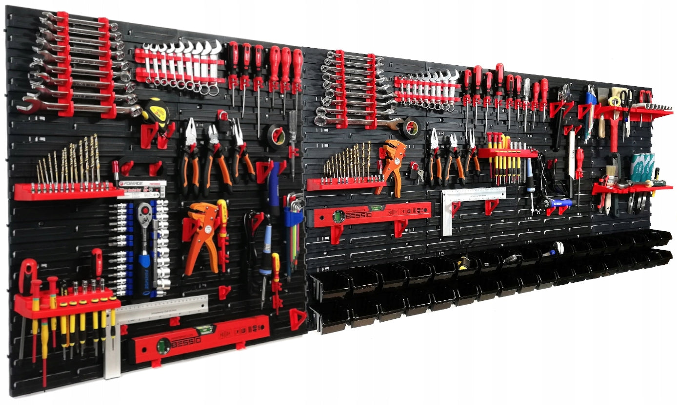 WORKSHOP BOARD TOOL WALL BLACK CUVETTES 231,6x78cm