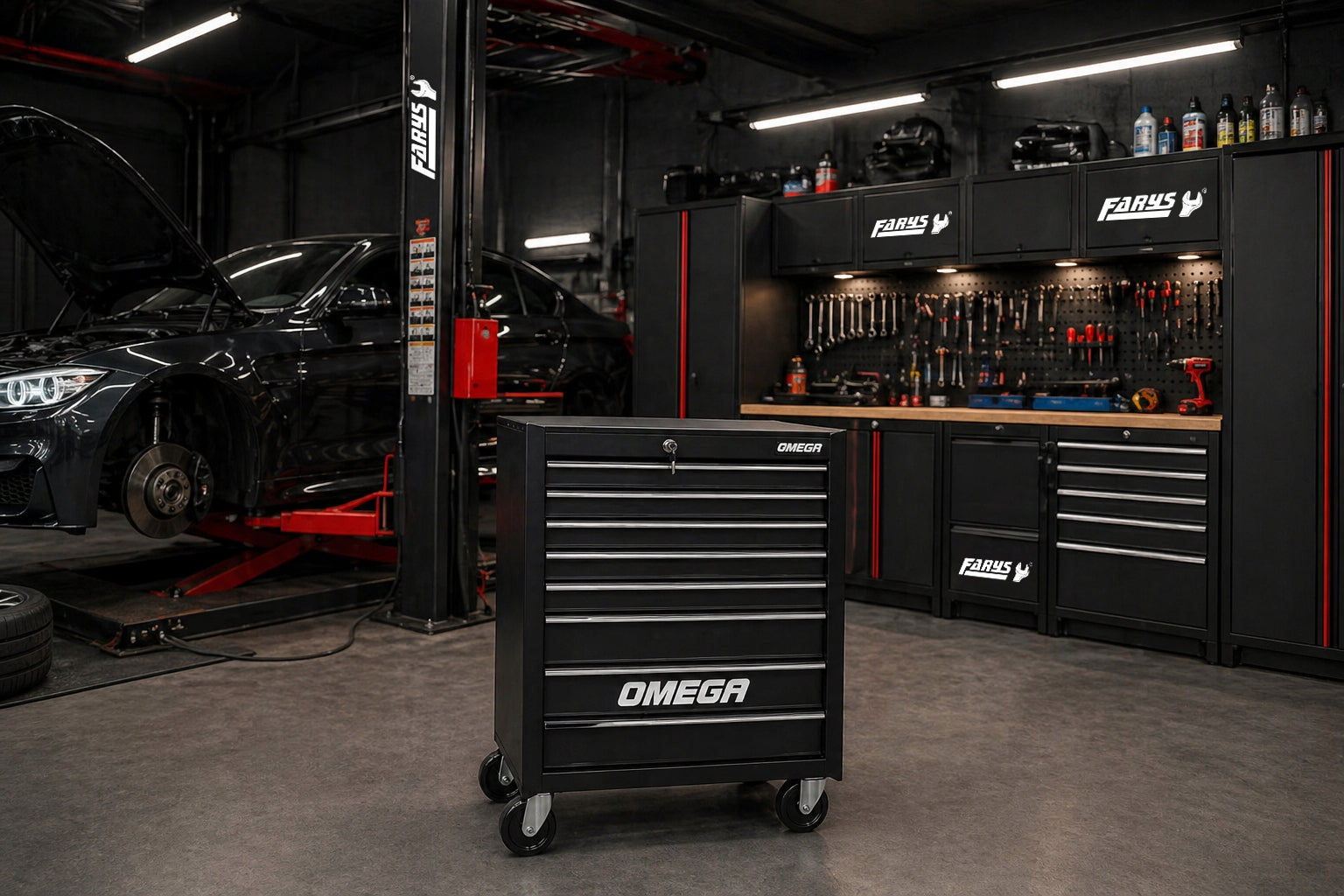 WORKSHOP CABINET TOOL TROLLEY 7 DRAWERS FARYS + KEYS Manufacturer code FR4027B+FR1970