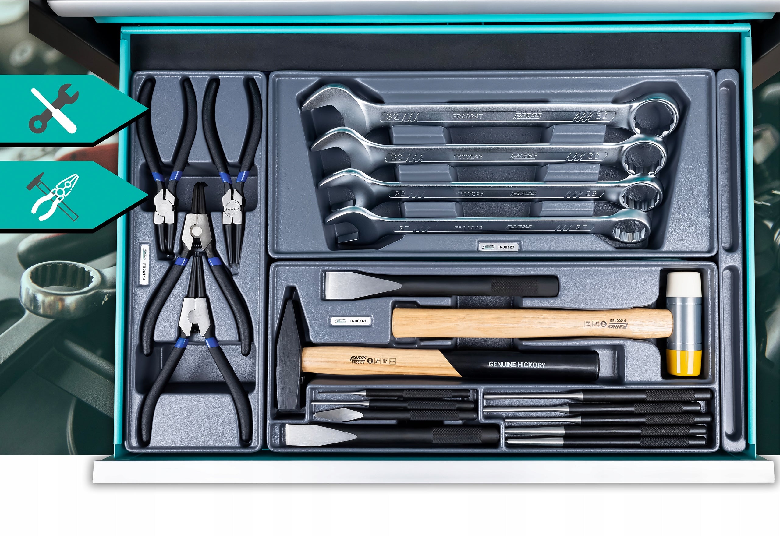 WORKSHOP CABINET TOOL TROLLEY ON WHEELS EQUIPMENT 342el FR4045-F7 Accessories included yes