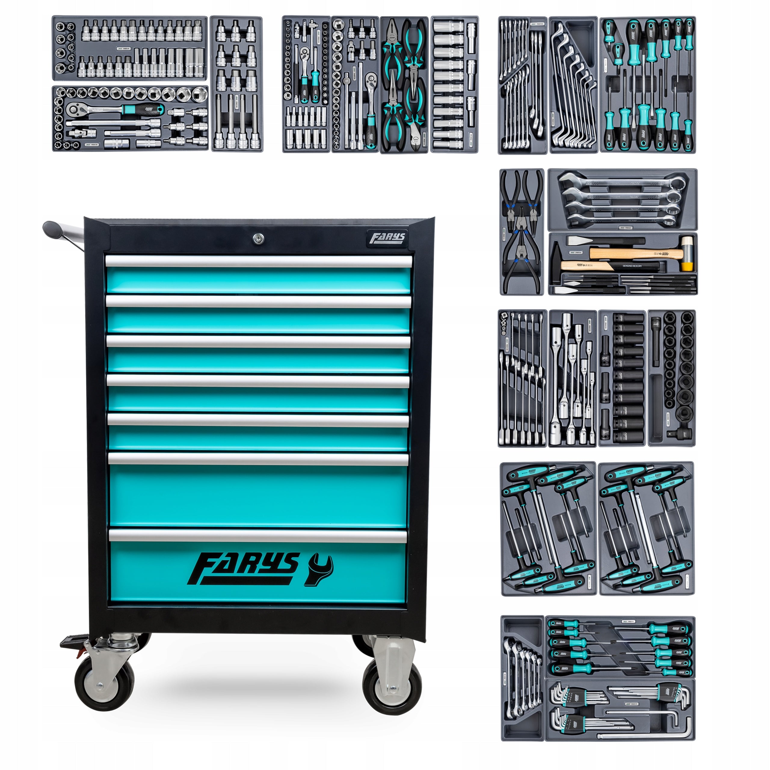 WORKSHOP CABINET TOOL TROLLEY ON WHEELS EQUIPMENT 342el FR4045-F7