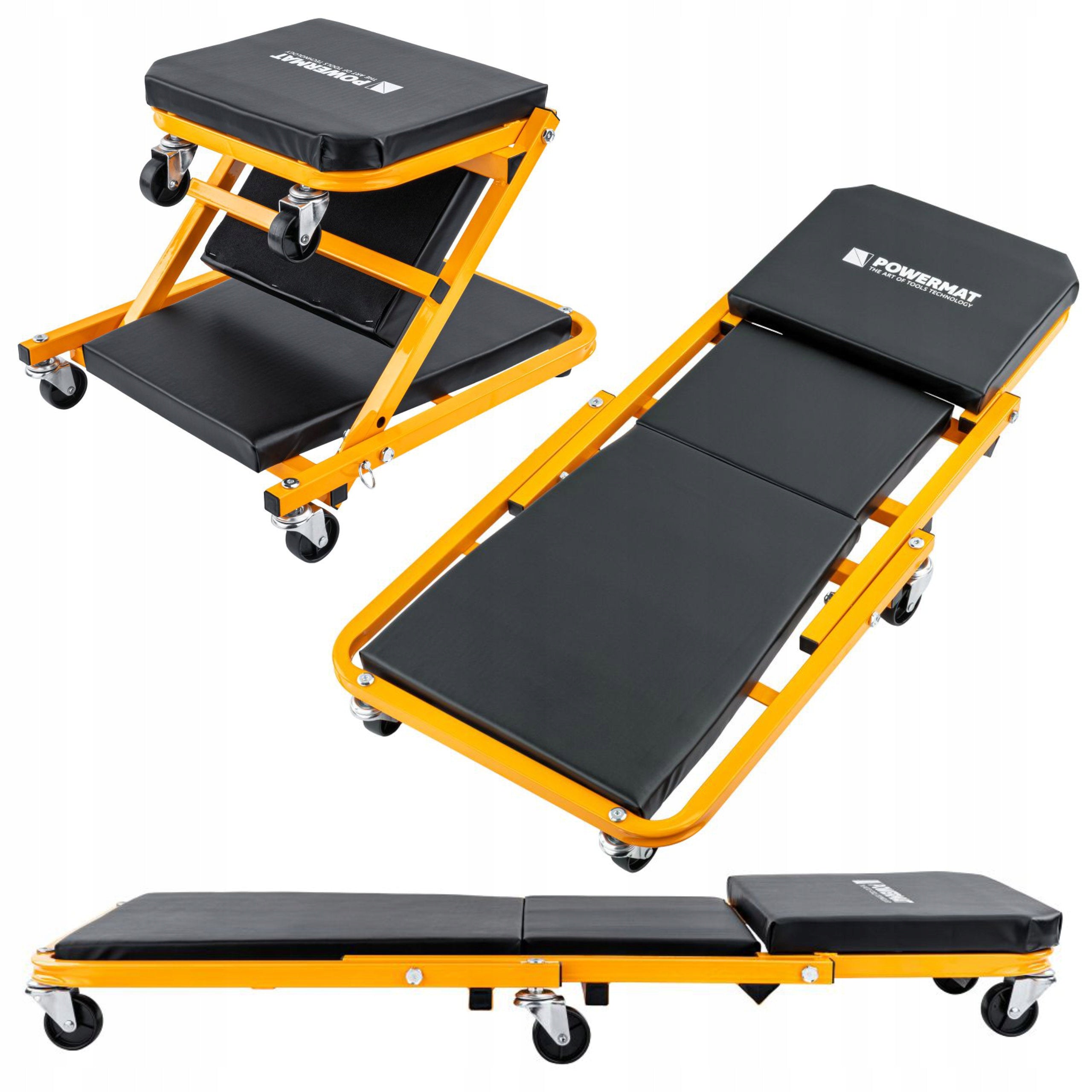 WORKSHOP COUCH 2IN1 SERVICE SEAT STOOL 150KG 91CM WHEELS