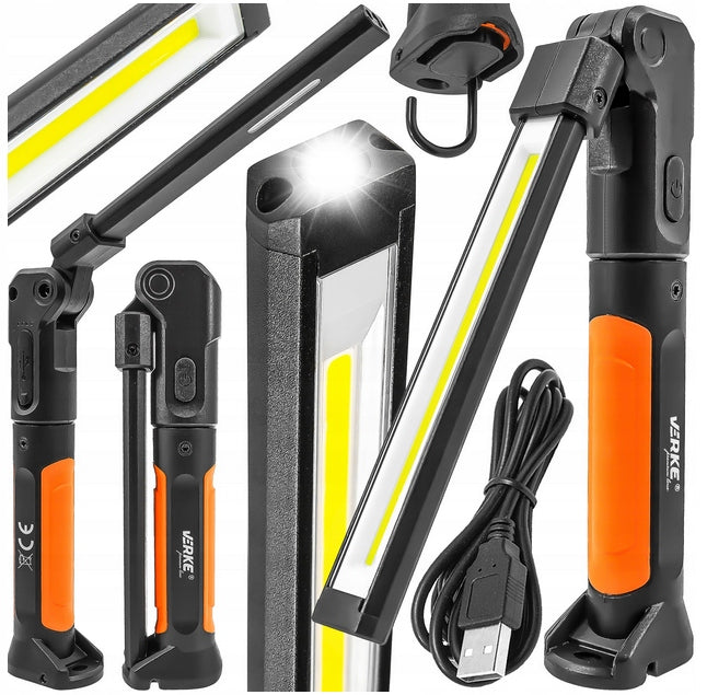 WORKSHOP LAMP WORKING LED COB RECHARGEABLE FLASHLIGHT WITH MAGNET USB HOOK