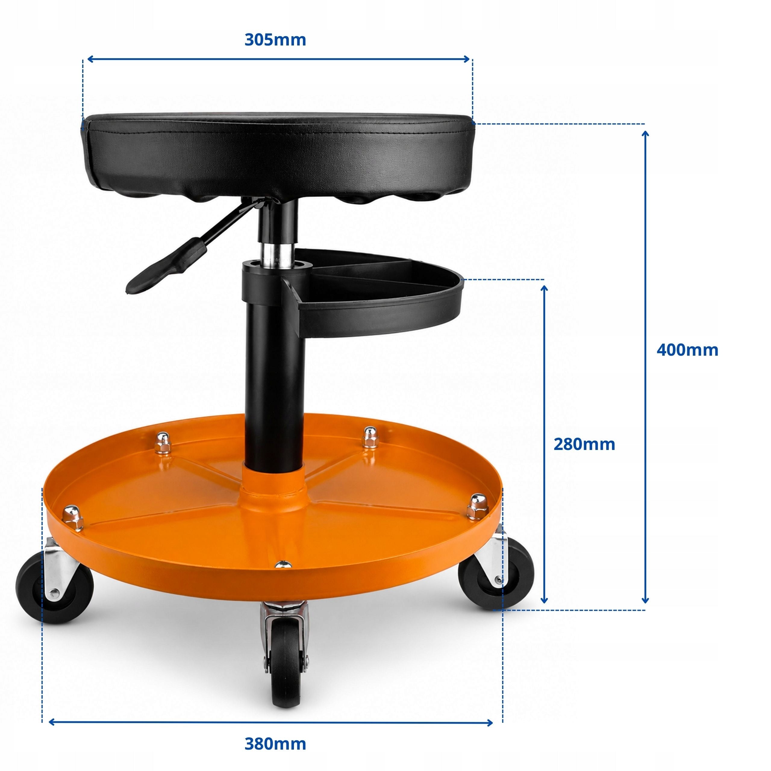 WORKSHOP STOOL SWIVEL STOOL SEAT WITH SHELF 5x WHEELS 136KG DURABLE Manufacturer code SN6713