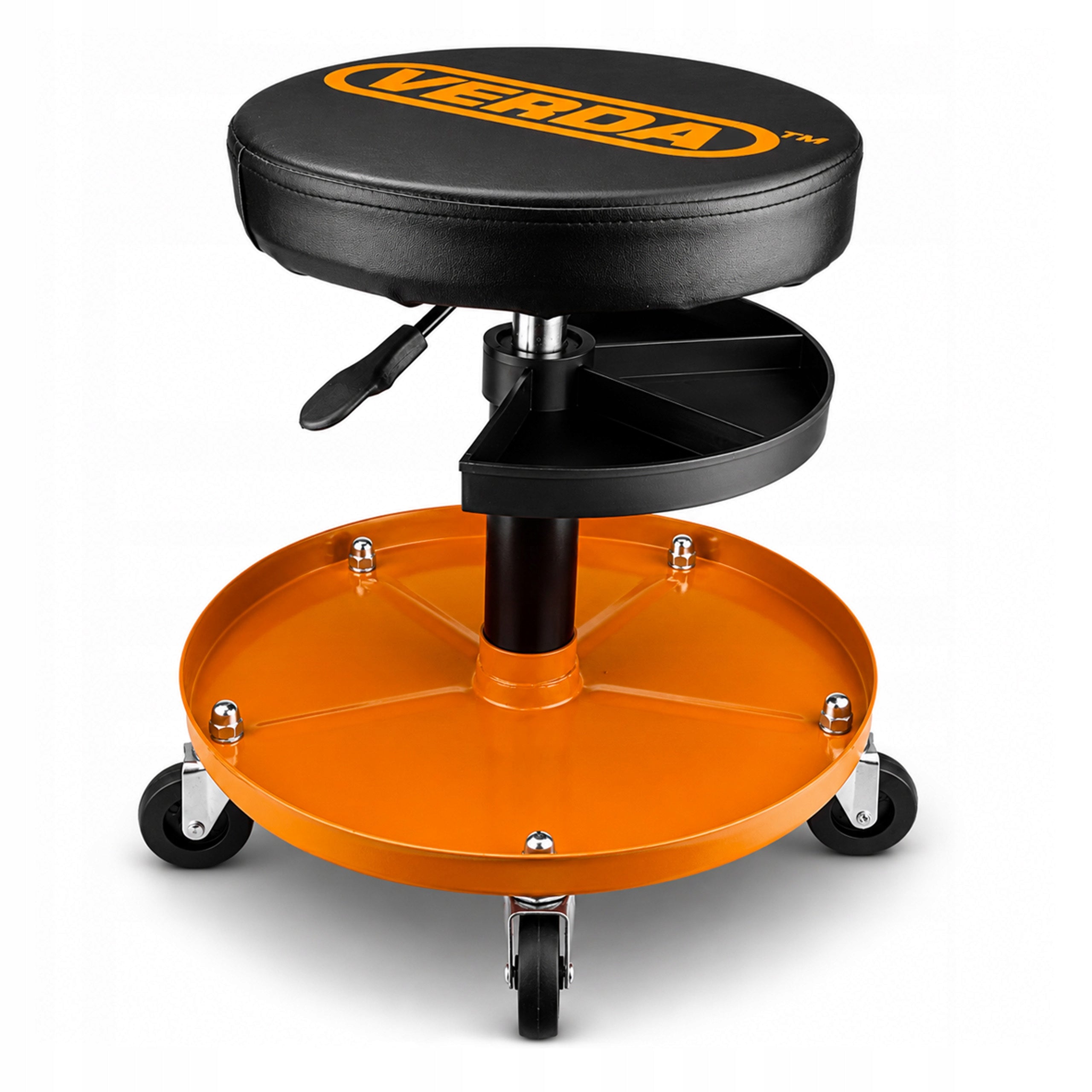 WORKSHOP STOOL SWIVEL STOOL SEAT WITH SHELF 5x WHEELS 136KG DURABLE