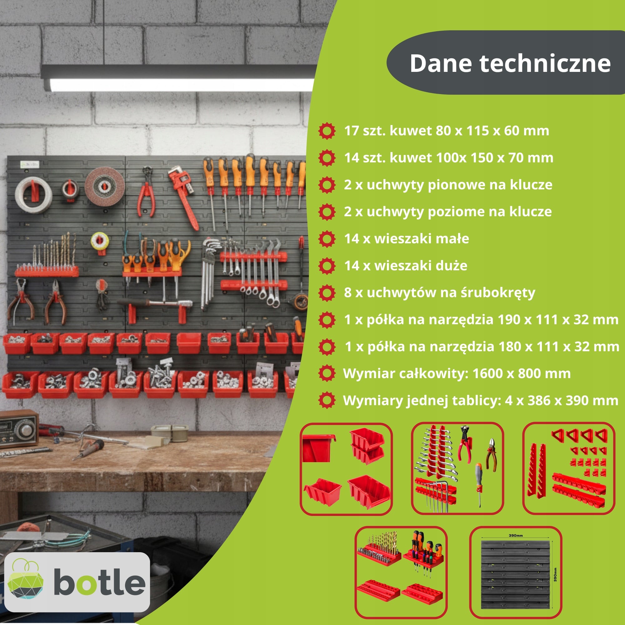 WORKSHOP TOOL BOARD GARAGE WALL FOR TOOLS 160x80cm EAN (GTIN) 5904865724482
