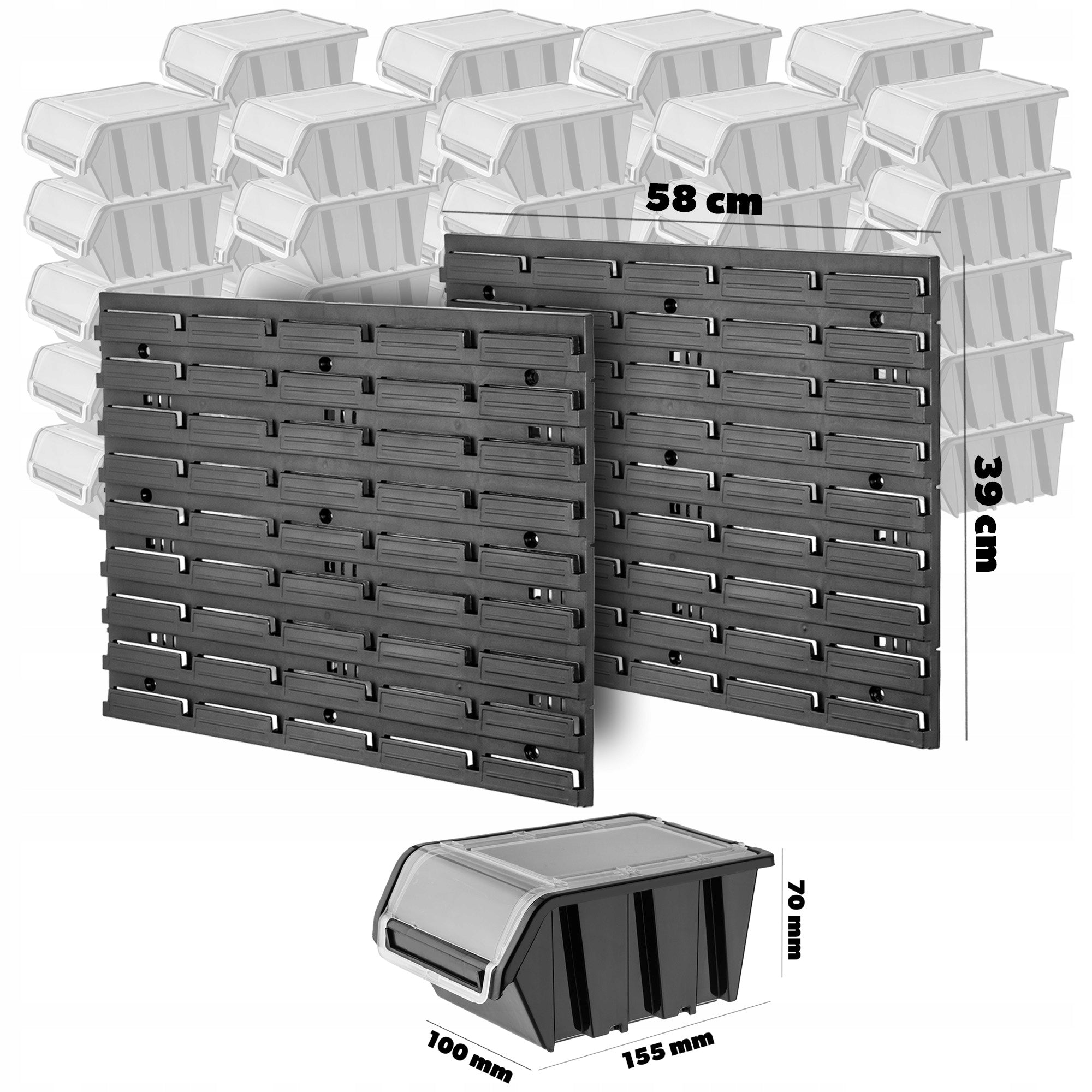 WORKSHOP TOOL BOARD WALL 116x39 50 LITTER BOX FOR GARAGE HANDLES Color black