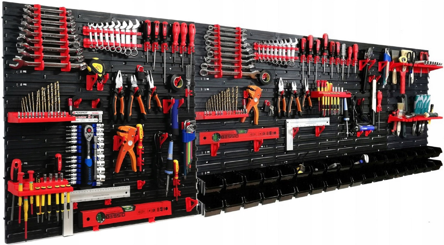 WORKSHOP TOOL BOARD WALL WITH CUVETTES 231,6x78CM