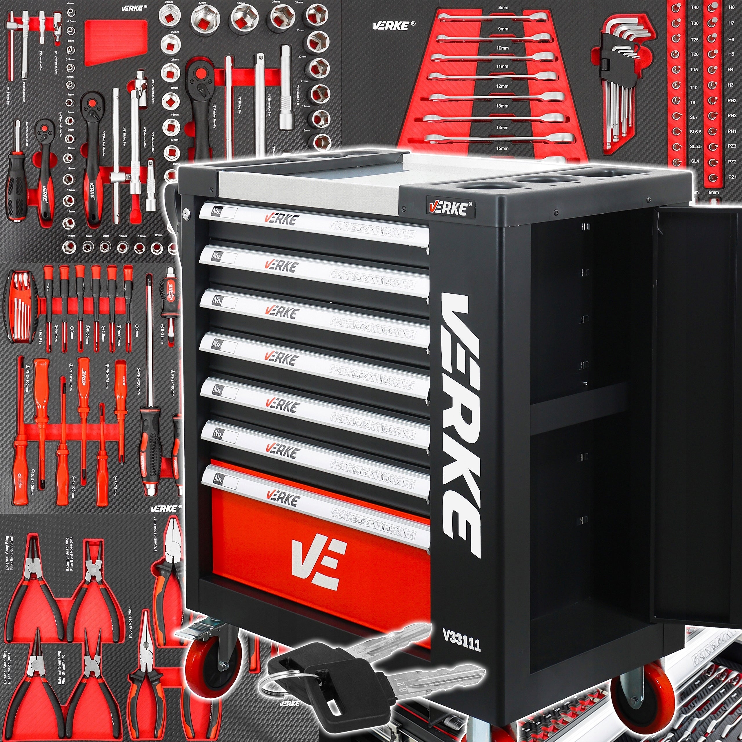 WORKSHOP TOOL CABINET SERVICE TOOL TROLLEY WITH EQUIPMENT 154