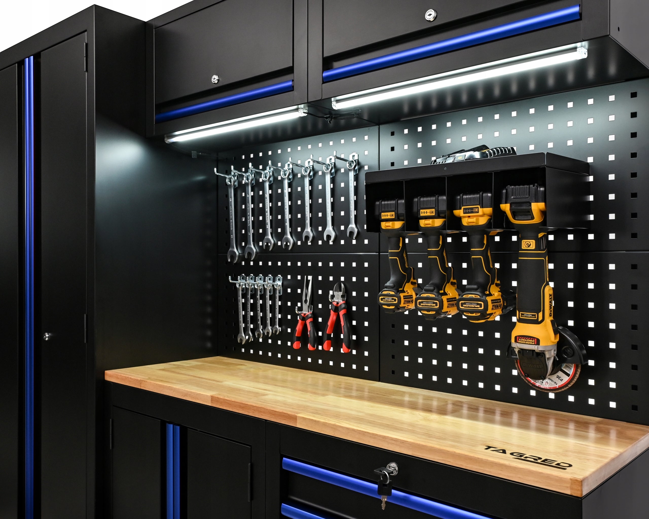 WORKSHOP TOOL FURNITURE RACK FOR GARAGE WORKSHOP MODULES 200CM + LED Accessories included no