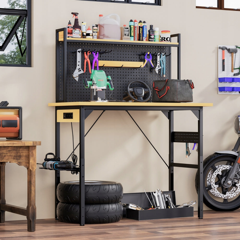 WORKSHOP TOOL TABLE FOR GARAGE STUDIO SOLID LARGE COUNTERTOP HOOKS Brand no brand
