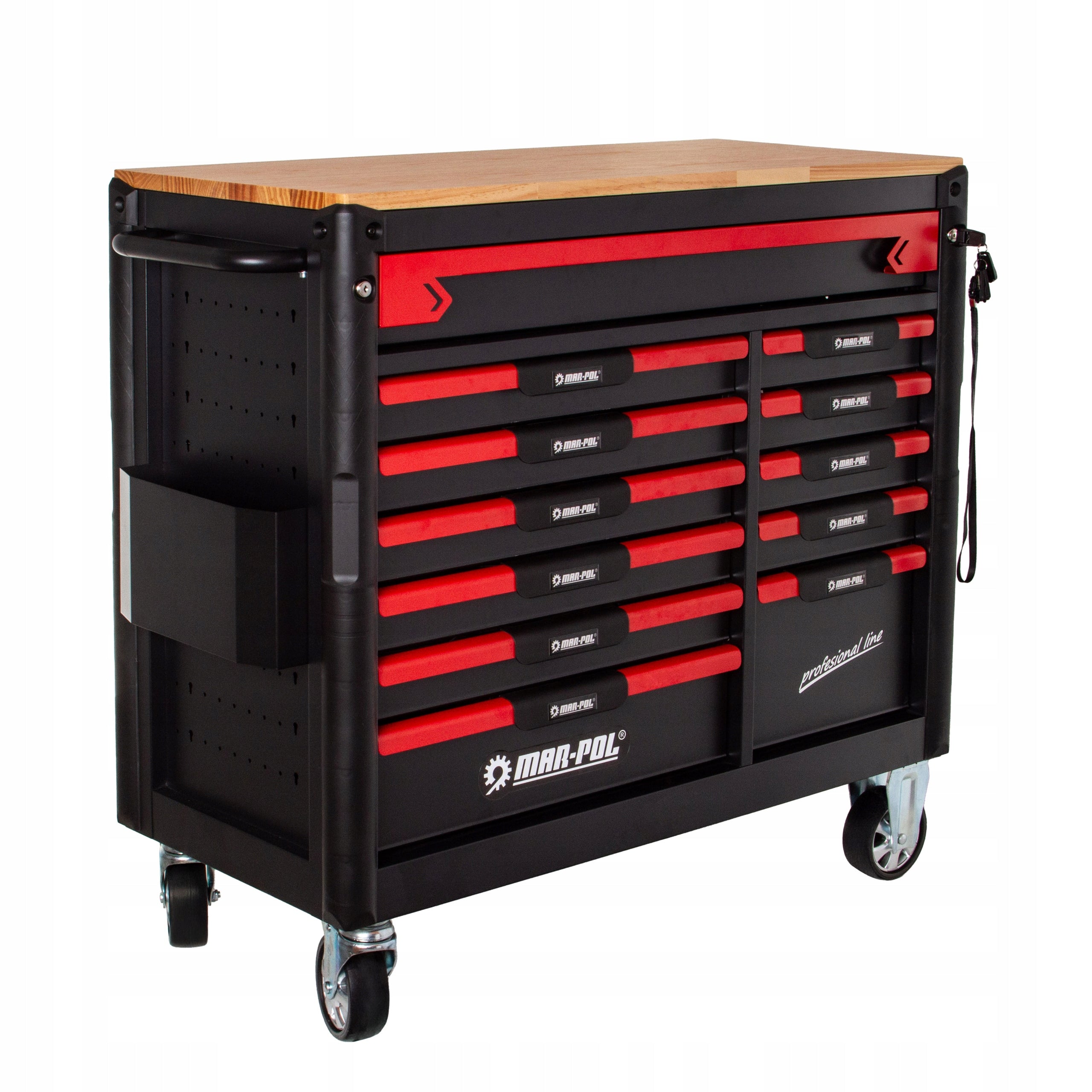WORKSHOP TOOL TROLLEY / 12 Drawers / WOODEN TABLETOP / Empty